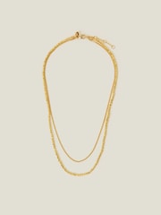 Accessorize Gold Tone 14ct Plated Layered Bead Chain Necklace - Image 2 of 3