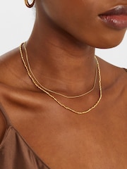 Accessorize Gold Tone 14ct Plated Layered Bead Chain Necklace - Image 3 of 3