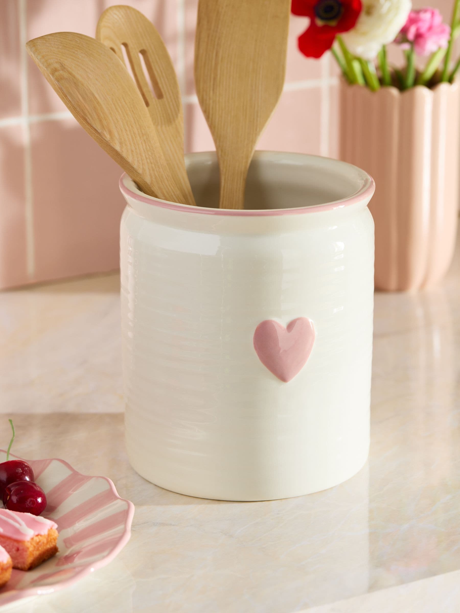 Buy Pink Large Ceramic Heart Utensil Pot from Next USA