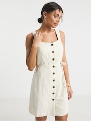 Simply Be Cream Pinstripe Dress - Image 1 of 4