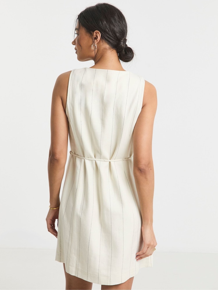 Simply Be Cream Pinstripe Dress - Image 2 of 4