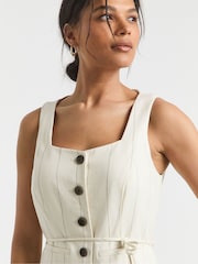 Simply Be Cream Pinstripe Dress - Image 3 of 4