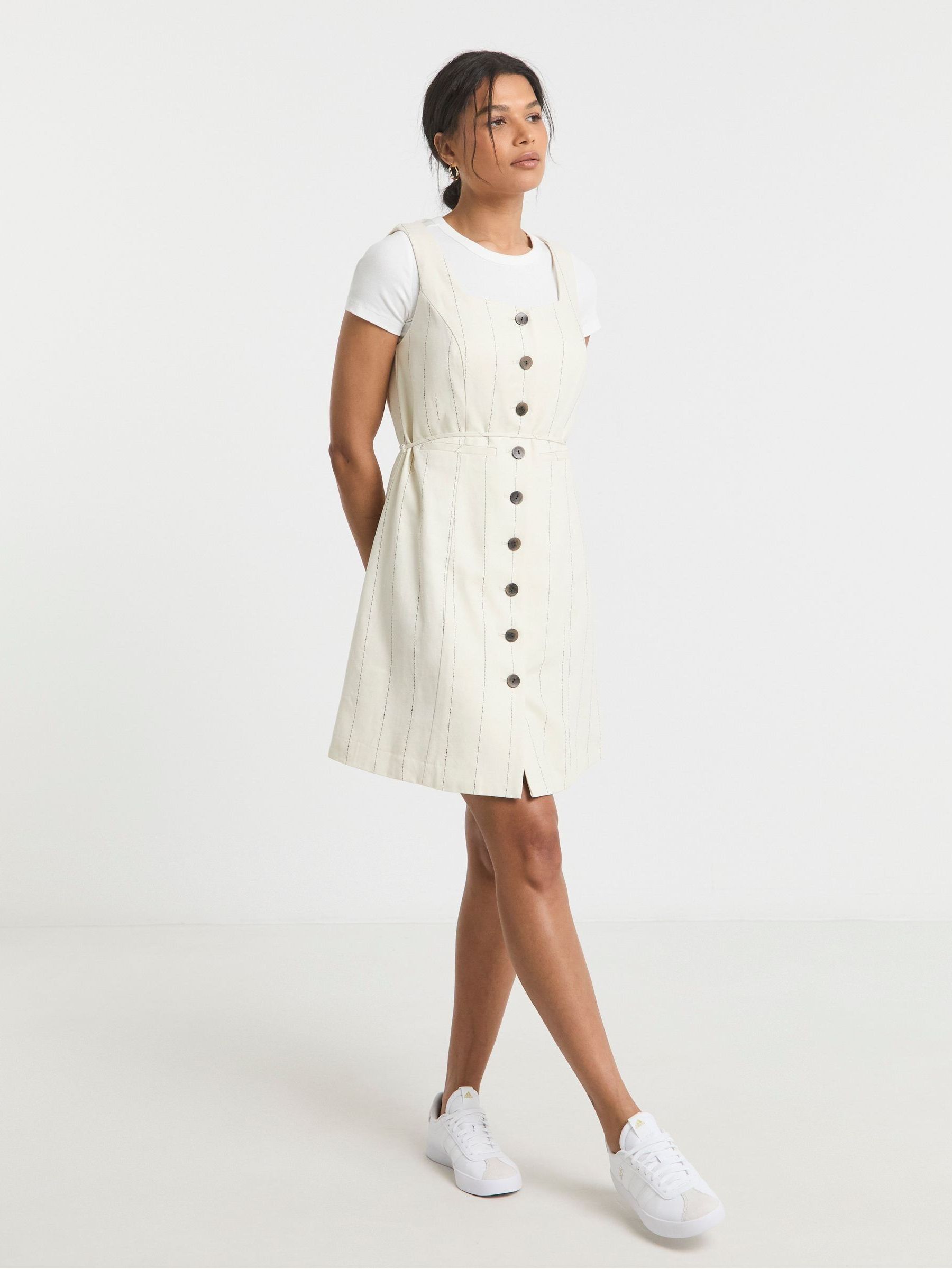 cream pinstripe dress Nobody's Child Starlight midi dress in cream pinstripes