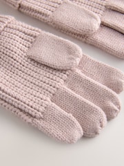 smALLSAINTS Pink Underground Logo Beanie and Gloves Set - Image 4 of 5