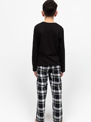 Cyberjammies Black Minijammies Check Bottoms and Long Sleeve Slouch Top Pyjamas Set - Image 2 of 4