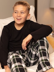 Cyberjammies Black Minijammies Check Bottoms and Long Sleeve Slouch Top Pyjamas Set - Image 3 of 4