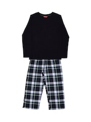 Cyberjammies Black Minijammies Check Bottoms and Long Sleeve Slouch Top Pyjamas Set - Image 4 of 4