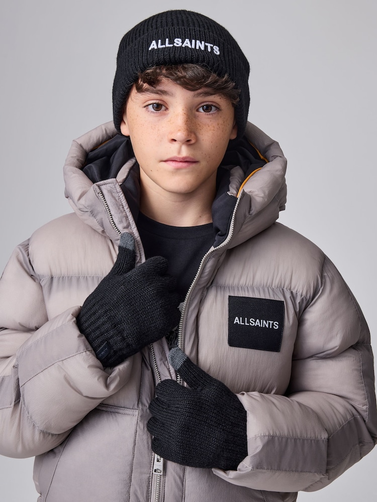 smALLSAINTS Black Underground Logo Beanie and Gloves Set - Image 1 of 5 smALLSAINTS Black Underground Logo Beanie and Gloves Set - Image 1 of 5