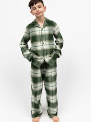 Cyberjammies Green Minijammies Long Sleeve Check 100% Cotton Pyjamas Set - Image 1 of 4