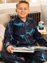 Cyberjammies Blue Minijammies Printed Long Sleeve 100% Cotton Pyjamas Set - Image 3 of 4