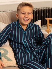 Cyberjammies Blue Minijammies Printed Long Sleeve 100% Cotton Pyjamas Set - Image 3 of 4