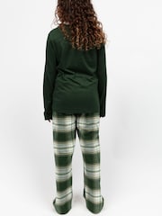 Cyberjammies Green Minijammies Check Bottoms and Long Sleeve Slouch Top Pyjamas Set - Image 2 of 4