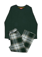 Cyberjammies Green Minijammies Check Bottoms and Long Sleeve Slouch Top Pyjamas Set - Image 4 of 4