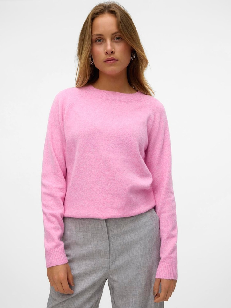 VERO MODA Pink Round Neck Knitted Jumper - Image 1 of 5