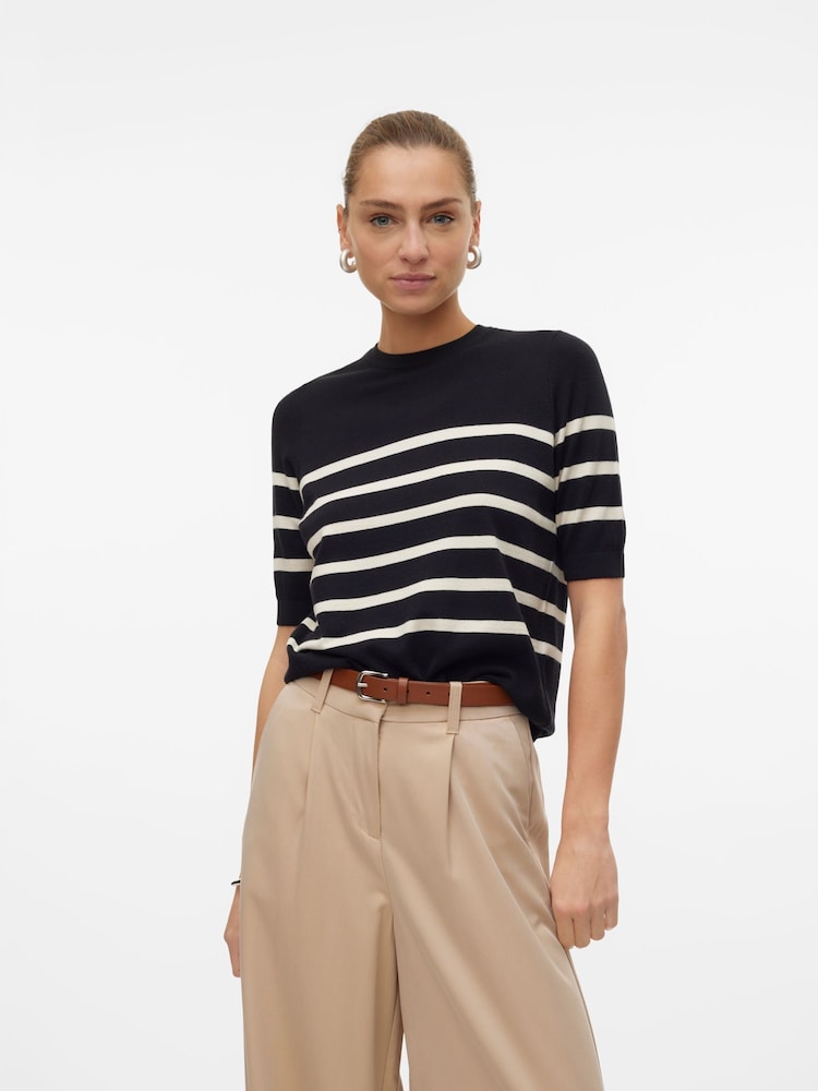 VERO MODA Black Short Sleeve Round Neck Jumper - Image 2 of 6