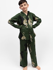 Cyberjammies Green Minijammies Printed Long Sleeve 100% Cotton Pyjamas Set - Image 1 of 4
