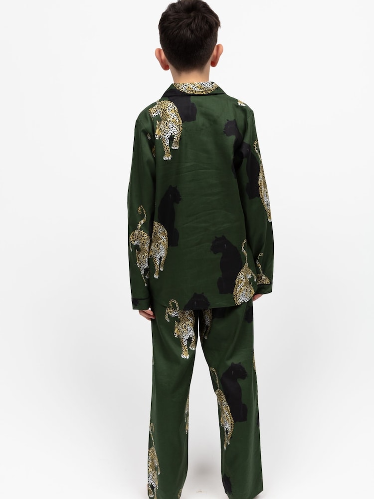 Cyberjammies Green Minijammies Printed Long Sleeve 100% Cotton Pyjamas Set - Image 2 of 4
