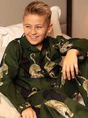 Cyberjammies Green Minijammies Printed Long Sleeve 100% Cotton Pyjamas Set - Image 3 of 4