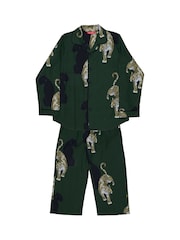 Cyberjammies Green Minijammies Printed Long Sleeve 100% Cotton Pyjamas Set - Image 4 of 4