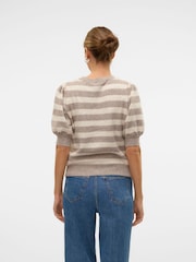 VERO MODA Natural Round Neck Puff Sleeve Knitted Jumper - Image 2 of 6