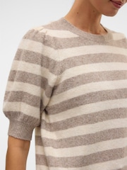 VERO MODA Natural Round Neck Puff Sleeve Knitted Jumper - Image 4 of 6