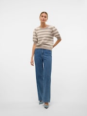 VERO MODA Natural Round Neck Puff Sleeve Knitted Jumper - Image 5 of 6