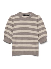 VERO MODA Natural Round Neck Puff Sleeve Knitted Jumper - Image 6 of 6