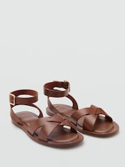 Mango Brown Buckle Strap Sandals - Image 3 of 4