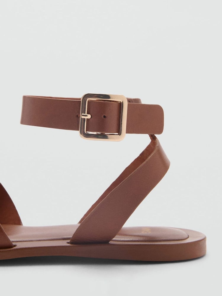 Mango Brown Buckle Strap Sandals - Image 4 of 4