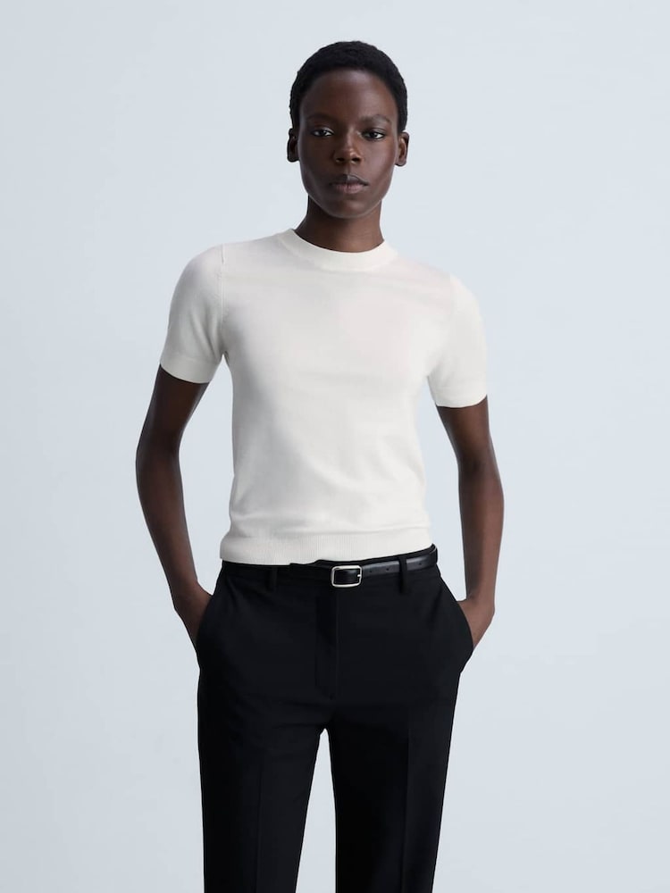 Mango Cream Short Sleeve Fine Knit Jumper - Image 1 of 5