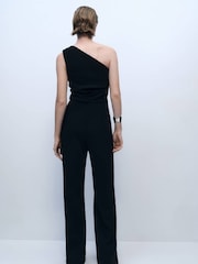 Mango Black Draped Asymmetrical Jumpsuit - Image 3 of 6
