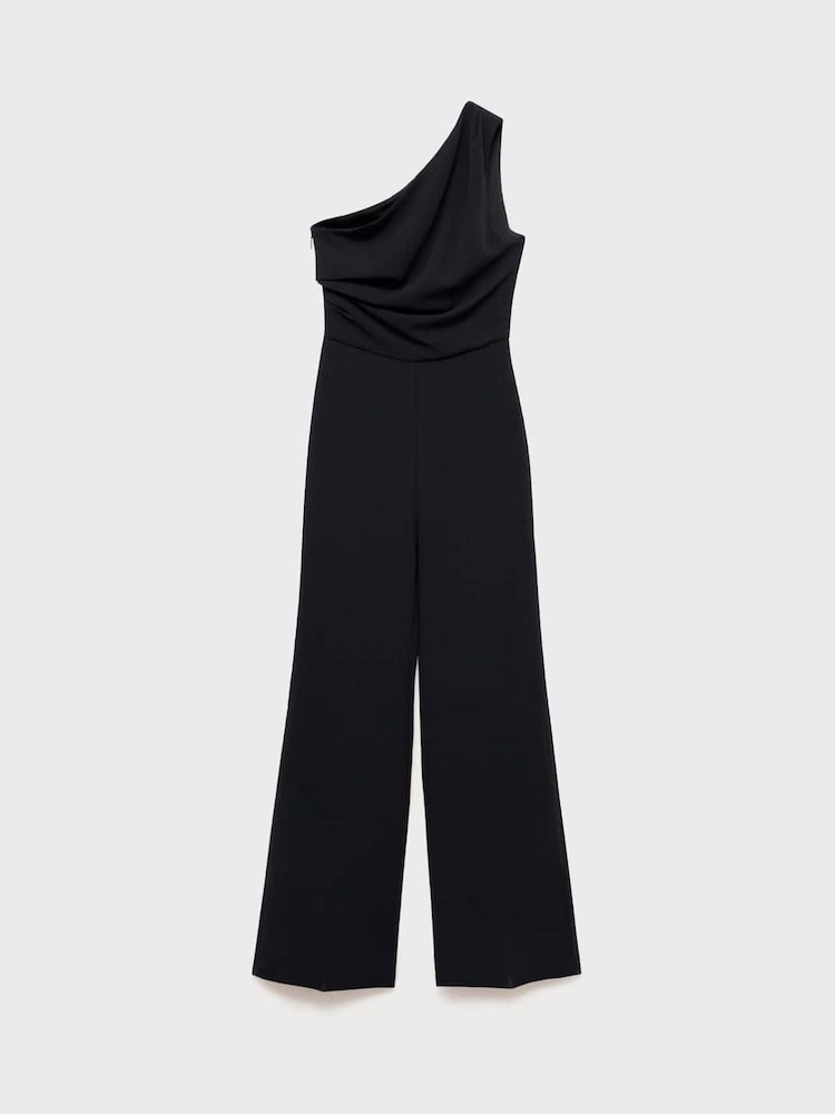 Mango Black Draped Asymmetrical Jumpsuit - Image 6 of 6