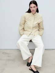 Mango Buttermilk Yellow Quilted Bomber Jacket - Image 2 of 6