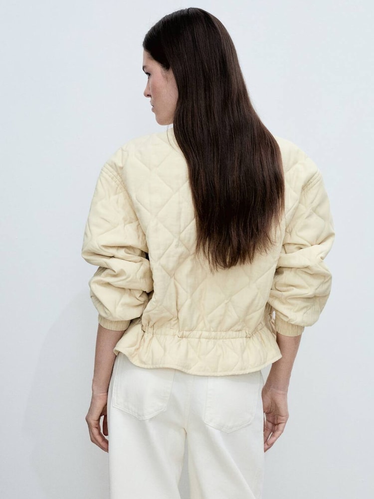 Mango Buttermilk Yellow Quilted Bomber Jacket - Image 2 of 6