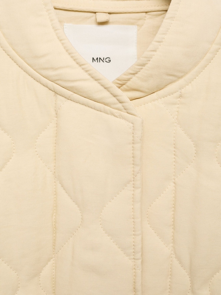 Mango Buttermilk Yellow Quilted Bomber Jacket - Image 6 of 6