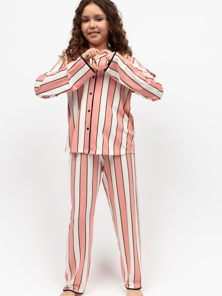 Cyberjammies Pink Minijammies Printed Jersey Long Sleeve Pyjamas Set - Image 1 of 4