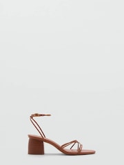 Mango Brown Strappy Block Heels - Image 1 of 4