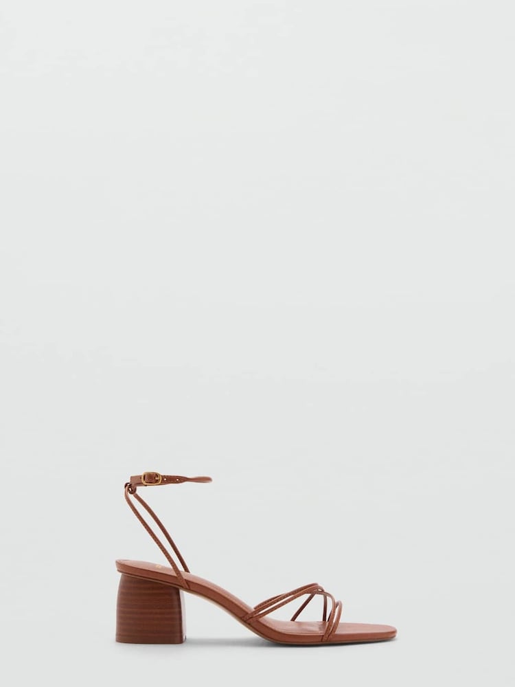 Mango Brown Strappy Block Heels - Image 1 of 4
