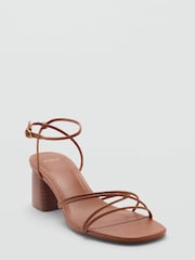 Mango Brown Strappy Block Heels - Image 2 of 4