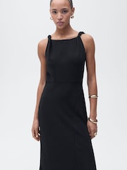Mango Black Asymmetric Maxi Dress - Image 1 of 7