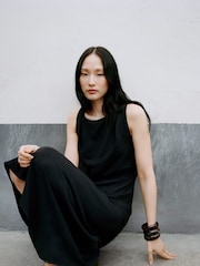 Mango Black Asymmetric Maxi Dress - Image 5 of 7