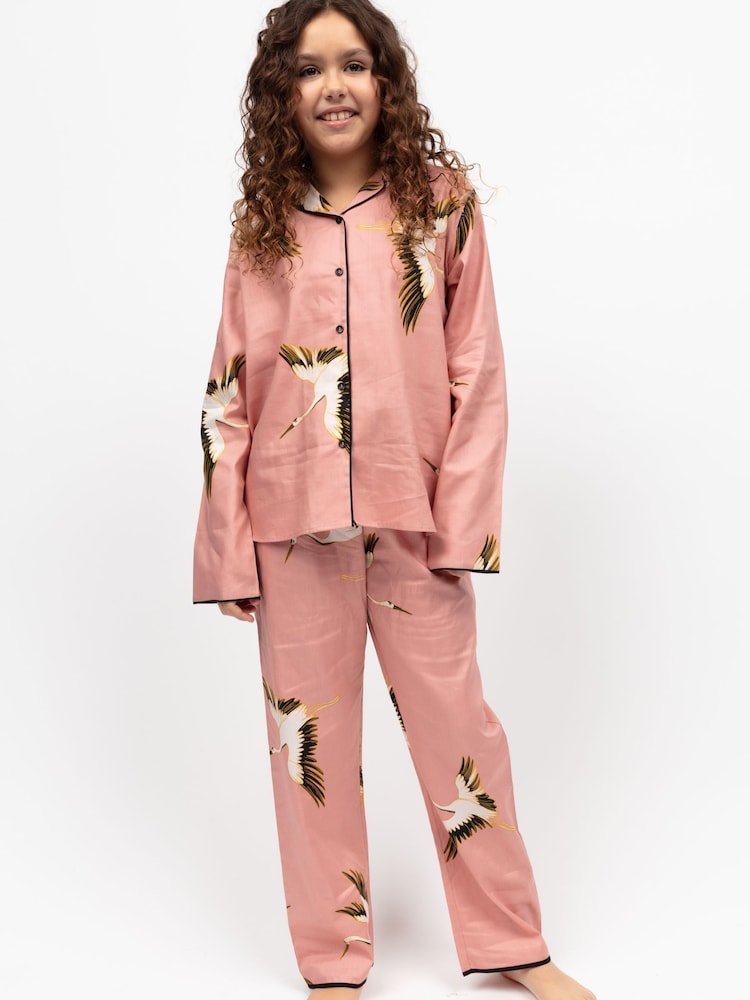 Cyberjammies Pink Minijammies Printed Long Sleeve 100% Cotton Pyjamas Set - Image 1 of 4