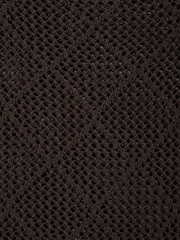 Mango Chocolate Brown Openwork Knit Crochet Cotton Sweater - Image 6 of 6