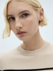 Mango Natural Short Sleeve Fine Knit Jumper - Image 4 of 6