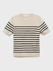 Mango Natural Short Sleeve Fine Knit Jumper - Image 5 of 6