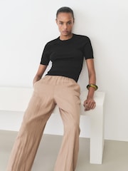 Mango Black Short Sleeve Fine Knit Jumper - Image 2 of 6