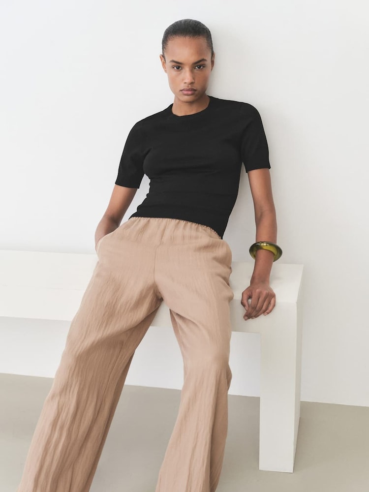 Mango Black Short Sleeve Fine Knit Jumper - Image 2 of 6