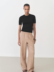 Mango Black Short Sleeve Fine Knit Jumper - Image 3 of 6