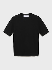 Mango Black Short Sleeve Fine Knit Jumper - Image 5 of 6