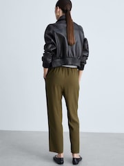 Mango Khaki Elasticated Waist Trousers - Image 3 of 6